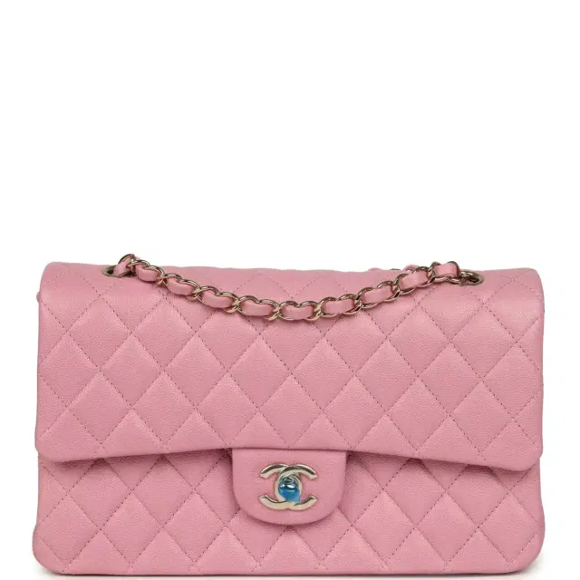Chanel Chanel Medium Classic Double Flap Bag Pink Shiny Caviar Light Gold Hardware