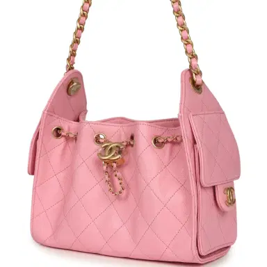 Chanel Chanel Mini 25 Hobo Bag Pink Caviar Antique Gold Hardware | Thumbnail 5 Chanel Chanel Mini 25 Hobo Bag Pink Caviar Antique Gold Hardware | Thumbnail 5