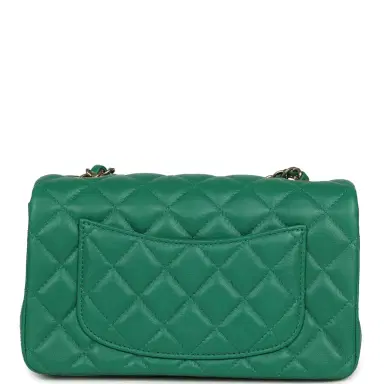 Chanel Chanel Mini Classic Rectangular Flap Bag Green Lambskin Light Gold Hardware | Thumbnail 4 Chanel Chanel Mini Classic Rectangular Flap Bag Green Lambskin Light Gold Hardware | Thumbnail 4