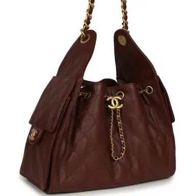 Chanel Chanel Small 25 Hobo Bag Brown Caviar Antique Gold Hardware | Thumbnail 2