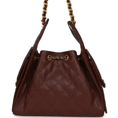 Chanel Chanel Small 25 Hobo Bag Brown Caviar Antique Gold Hardware | Thumbnail 4