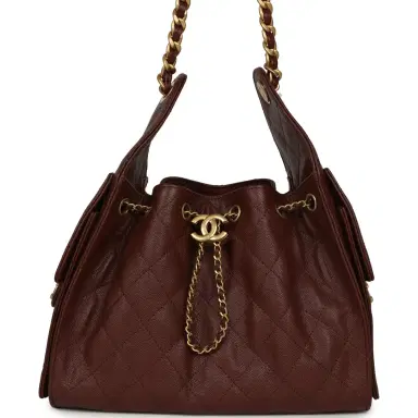 Chanel Chanel Small 25 Hobo Bag Brown Caviar Antique Gold Hardware | Thumbnail 1