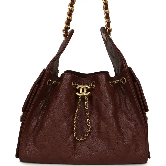 Chanel Chanel Small 25 Hobo Bag Brown Caviar Antique Gold Hardware
