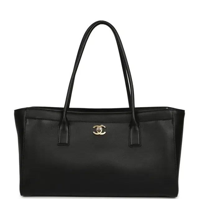 Chanel Chanel Small Cerf Shopping Bag Black Calfskin Gold Hardware