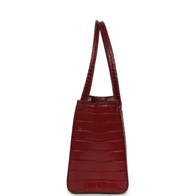 Chanel Chanel Small Cerf Shopping Bag Burgundy Croc Embossed Calfskin Gold Hardware | Thumbnail 3