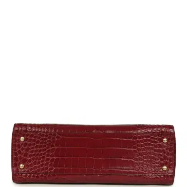 Chanel Chanel Small Cerf Shopping Bag Burgundy Croc Embossed Calfskin Gold Hardware | Thumbnail 6