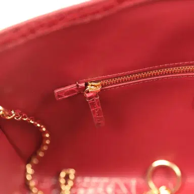 Chanel Chanel Small Cerf Shopping Bag Burgundy Croc Embossed Calfskin Gold Hardware | Thumbnail 9
