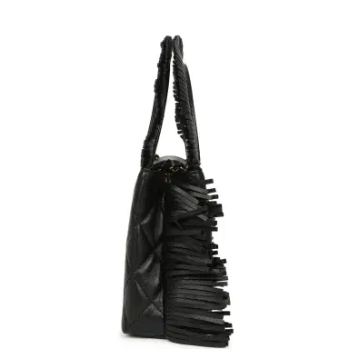 Chanel Chanel Small Fringe Kelly Black Lambskin Gold Hardware | Thumbnail 3