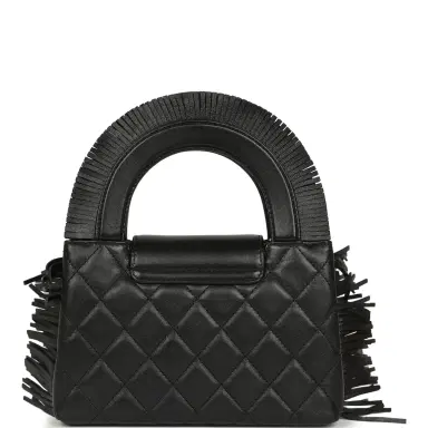 Chanel Chanel Small Fringe Kelly Black Lambskin Gold Hardware | Thumbnail 4