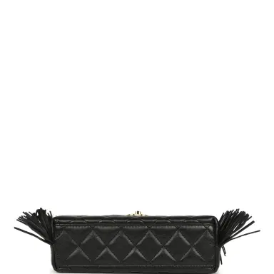 Chanel Chanel Small Fringe Kelly Black Lambskin Gold Hardware | Thumbnail 6
