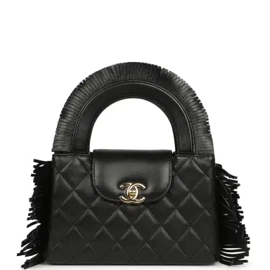 Chanel Chanel Small Fringe Kelly Black Lambskin Gold Hardware | Thumbnail 1