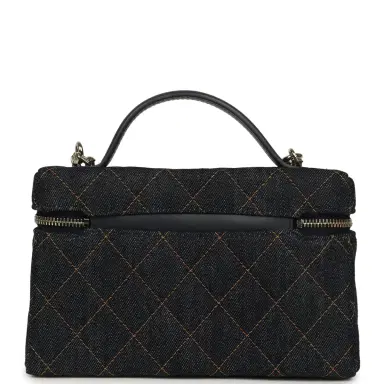 Chanel Chanel Top Handle Long Vanity Case with Chain Dark Blue Denim Light Gold Hardware | Thumbnail 4 Chanel Chanel Top Handle Long Vanity Case with Chain Dark Blue Denim Light Gold Hardware | Thumbnail 4