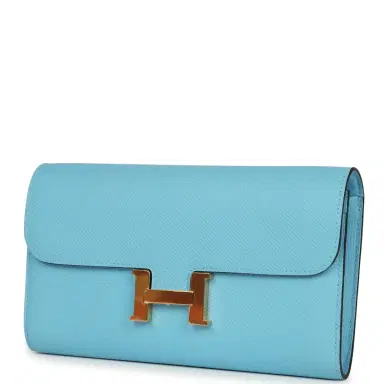 HERMÈS Hermes Constance Wallet To Go Celeste Epsom Gold Hardware | Thumbnail 6