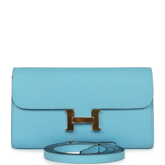 hermes Hermes Constance Wallet To Go Celeste Epsom Gold Hardware