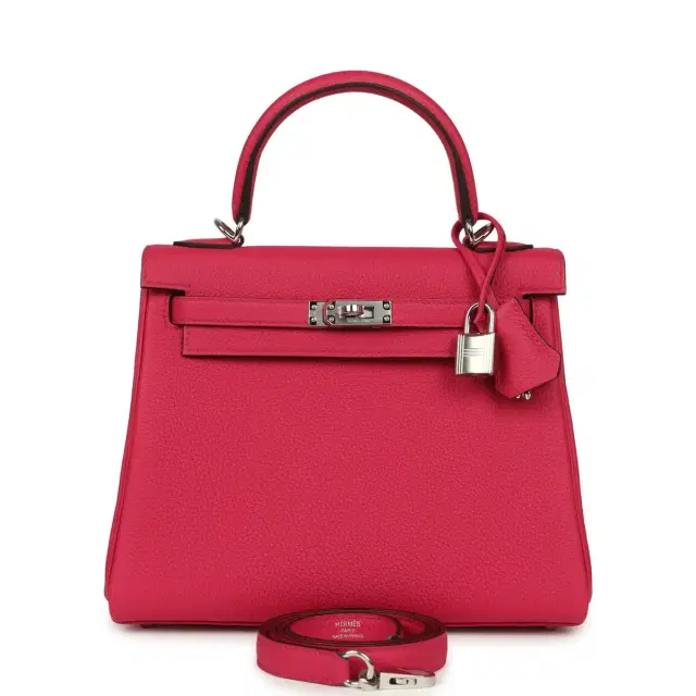 hermes Hermes Kelly Retourne 25 Rose Mexico Togo Palladium Hardware