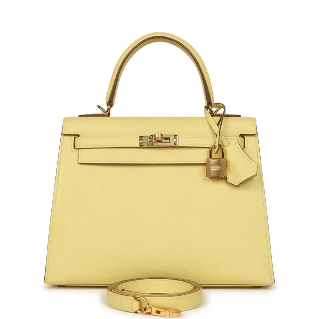 hermes Hermes Kelly Sellier 25 Jaune Poussin Epsom Gold Hardware