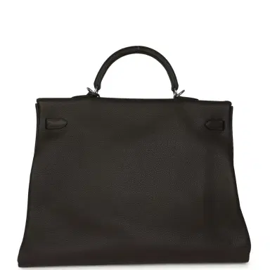 HERMÈS Hermes Kelly Voyage 50 Ebene Clemence Palladium Hardware | Thumbnail 4