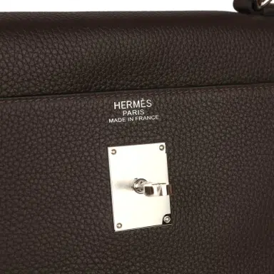 HERMÈS Hermes Kelly Voyage 50 Ebene Clemence Palladium Hardware | Thumbnail 7