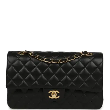 Chanel Pre-owned Chanel Medium Classic Double Flap Bag Black Lambskin Gold Hardware | Thumbnail 1 Chanel Pre-owned Chanel Medium Classic Double Flap Bag Black Lambskin Gold Hardware | Thumbnail 1