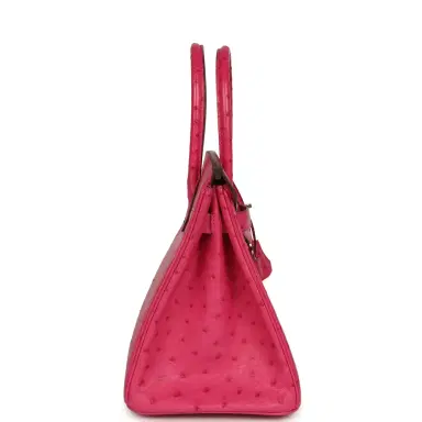 HERMÈS Pre-owned Hermes Birkin 30 Rose Tyrien Ostrich Palladium Hardware | Thumbnail 3 HERMÈS Pre-owned Hermes Birkin 30 Rose Tyrien Ostrich Palladium Hardware | Thumbnail 3