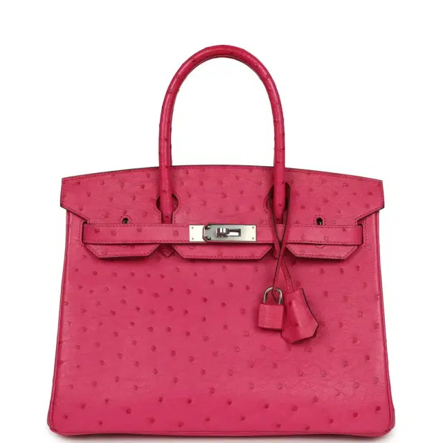 hermes Pre-owned Hermes Birkin 30 Rose Tyrien Ostrich Palladium Hardware