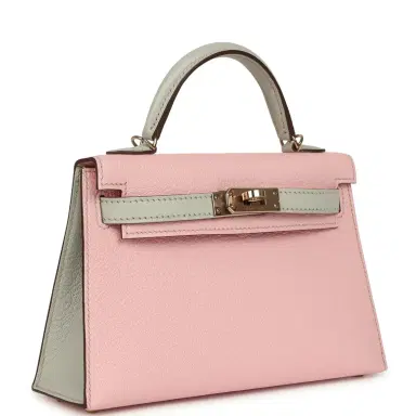 HERMÈS Pre-owned Hermes Special Order (HSS) Kelly Sellier 20 Rose Sakura and Gris Perle Chevre Mysore Permabrass Hardware | Thumbnail 2 HERMÈS Pre-owned Hermes Special Order (HSS) Kelly Sellier 20 Rose Sakura and Gris Perle Chevre Mysore Permabrass Hardware | Thumbnail 2