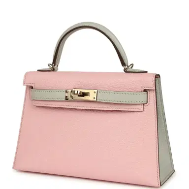 HERMÈS Pre-owned Hermes Special Order (HSS) Kelly Sellier 20 Rose Sakura and Gris Perle Chevre Mysore Permabrass Hardware | Thumbnail 5 HERMÈS Pre-owned Hermes Special Order (HSS) Kelly Sellier 20 Rose Sakura and Gris Perle Chevre Mysore Permabrass Hardware | Thumbnail 5