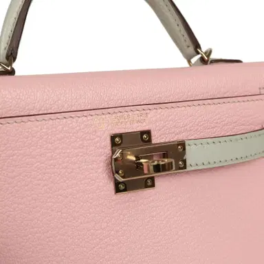 HERMÈS Pre-owned Hermes Special Order (HSS) Kelly Sellier 20 Rose Sakura and Gris Perle Chevre Mysore Permabrass Hardware | Thumbnail 7 HERMÈS Pre-owned Hermes Special Order (HSS) Kelly Sellier 20 Rose Sakura and Gris Perle Chevre Mysore Permabrass Hardware | Thumbnail 7