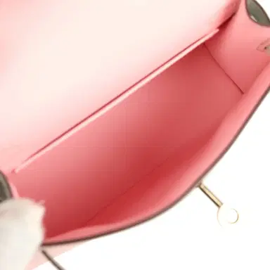 HERMÈS Pre-owned Hermes Special Order (HSS) Kelly Sellier 20 Rose Sakura and Gris Perle Chevre Mysore Permabrass Hardware | Thumbnail 8 HERMÈS Pre-owned Hermes Special Order (HSS) Kelly Sellier 20 Rose Sakura and Gris Perle Chevre Mysore Permabrass Hardware | Thumbnail 8