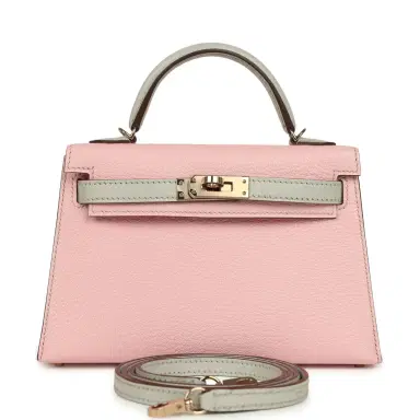 HERMÈS Pre-owned Hermes Special Order (HSS) Kelly Sellier 20 Rose Sakura and Gris Perle Chevre Mysore Permabrass Hardware | Thumbnail 1 HERMÈS Pre-owned Hermes Special Order (HSS) Kelly Sellier 20 Rose Sakura and Gris Perle Chevre Mysore Permabrass Hardware | Thumbnail 1