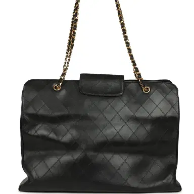 Chanel Vintage Chanel XL Supermodel Tote Bag Black Calfskin Gold Hardware | Thumbnail 5 Chanel Vintage Chanel XL Supermodel Tote Bag Black Calfskin Gold Hardware | Thumbnail 5