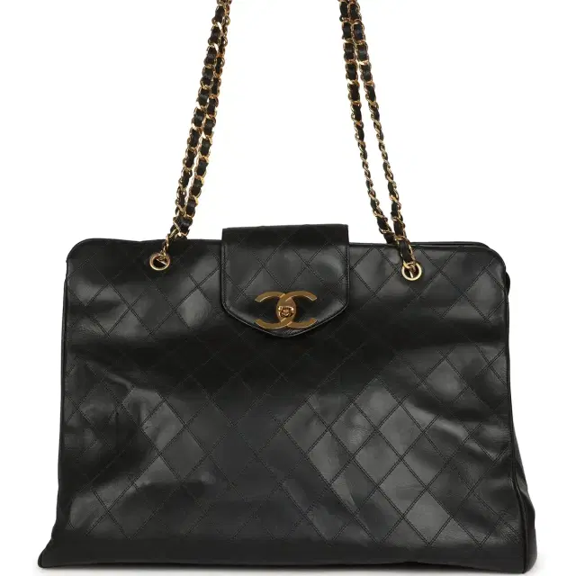 Chanel Vintage Chanel XL Supermodel Tote Bag Black Calfskin Gold Hardware