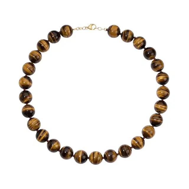 Stephanie Gottlieb Kendall Large Tigers Eye Beaded Necklace