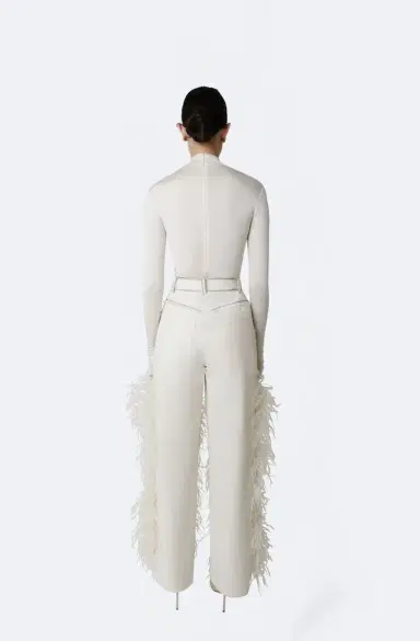 Lapointe Stretch Cotton Twill Embroidered Pants With Feathers | Thumbnail 2 Lapointe Stretch Cotton Twill Embroidered Pants With Feathers | Thumbnail 2