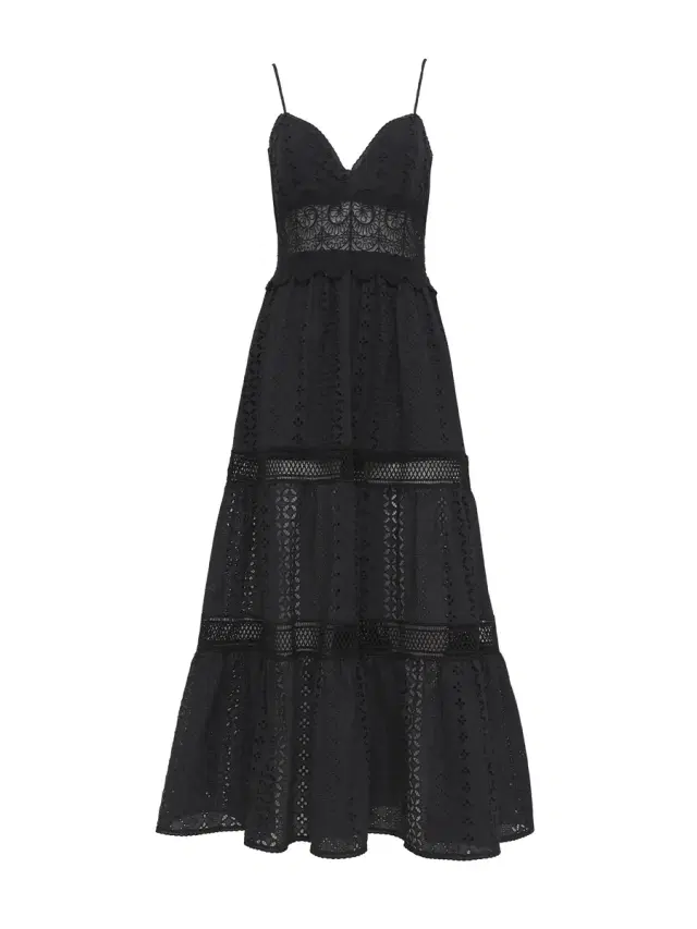Loretta Caponi Demi Macrame Intarsia Midi Dress