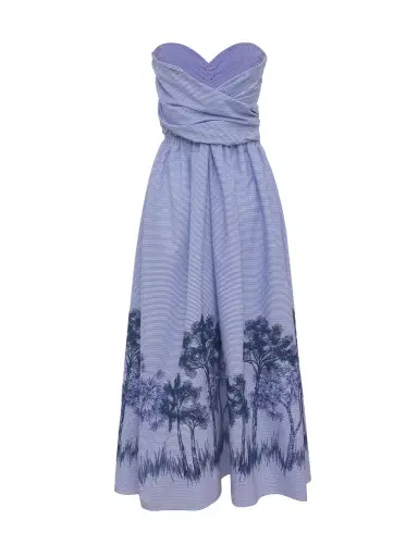 Loretta Caponi Desidera Strapless Cotton Midi Dress | Thumbnail 2 Loretta Caponi Desidera Strapless Cotton Midi Dress | Thumbnail 2