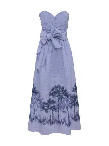 Loretta Caponi Desidera Strapless Cotton Midi Dress | Thumbnail 1 Loretta Caponi Desidera Strapless Cotton Midi Dress | Thumbnail 1