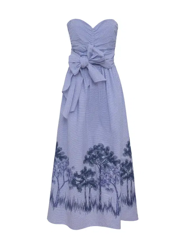 Loretta Caponi Desidera Strapless Cotton Midi Dress