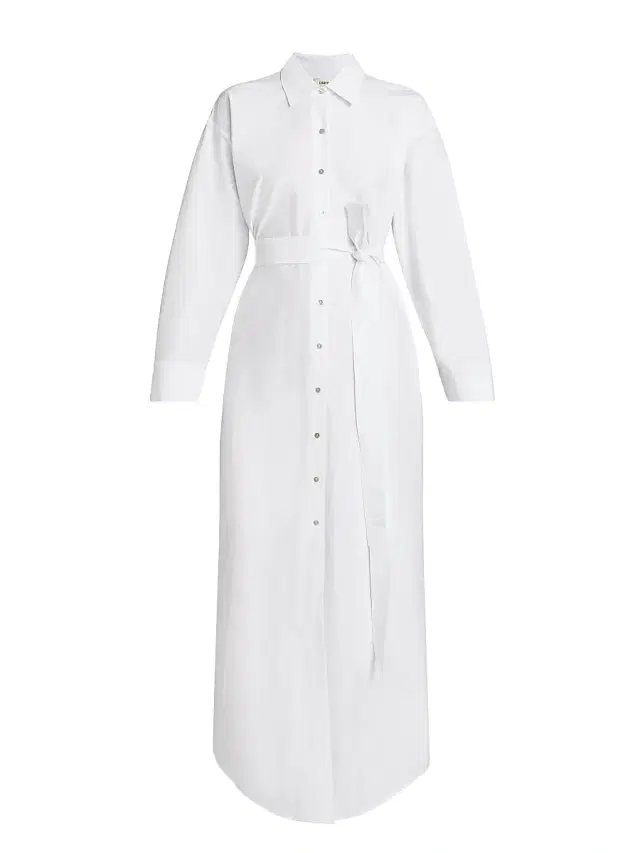 L'AGENCE Women's Ridley Tie-Waist Maxi Shirtdress - White