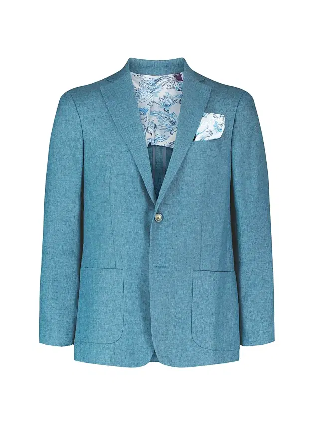 Robert Graham Men's Fawler Woven Linen-Virgin Wool Sportcoat - Light Blue