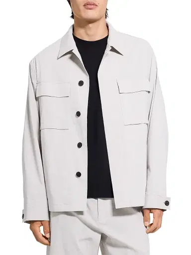 Theory Men's Mod Field Linen-Blend Jacket - Silver Cloud - Size XXL | Thumbnail 3