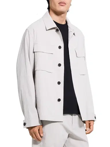 Theory Men's Mod Field Linen-Blend Jacket - Silver Cloud - Size XXL | Thumbnail 4
