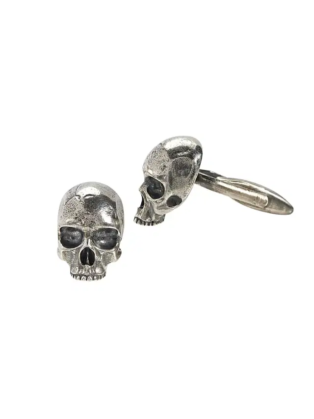 John Varvatos Men's Skulls & Daggers Sterling Silver Skull Cufflinks - Silver