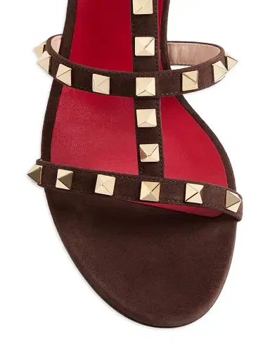 Valentino Garavani Women's Rockstud 60MM Slide Sandals in Suede - Ebony | Thumbnail 5