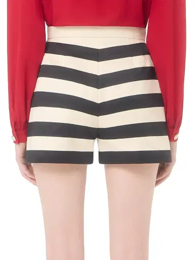 Valentino Garavani Women's Cotton Satin Shorts with Maxi Barré Stripe - Black Vanilla | Thumbnail 5 Valentino Garavani Women's Cotton Satin Shorts with Maxi Barré Stripe - Black Vanilla | Thumbnail 5