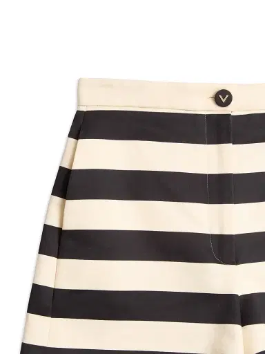 Valentino Garavani Women's Cotton Satin Shorts with Maxi Barré Stripe - Black Vanilla | Thumbnail 6 Valentino Garavani Women's Cotton Satin Shorts with Maxi Barré Stripe - Black Vanilla | Thumbnail 6