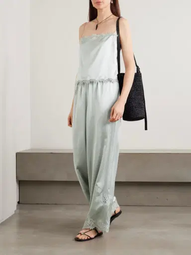 DÔEN Loure lace-trimmed silk-satin top | Thumbnail 2