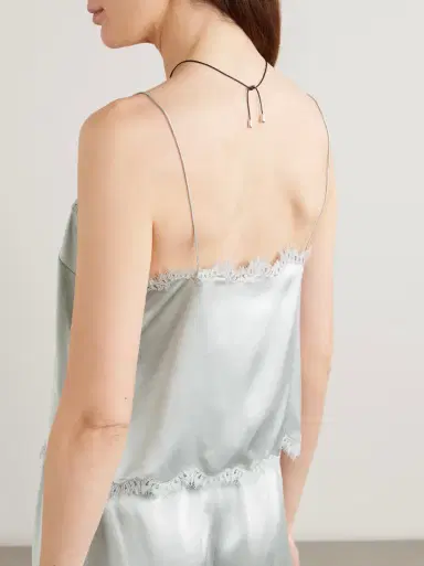 DÔEN Loure lace-trimmed silk-satin top | Thumbnail 3