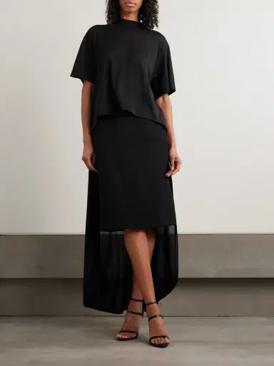 Balenciaga Asymmetric cotton-blend jersey T-shirt | Thumbnail 2 Balenciaga Asymmetric cotton-blend jersey T-shirt | Thumbnail 2