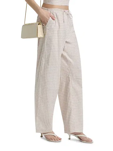 Simkhai Women's Gingham Drawstring Pants - Sand Gingham | Thumbnail 4 Simkhai Women's Gingham Drawstring Pants - Sand Gingham | Thumbnail 4